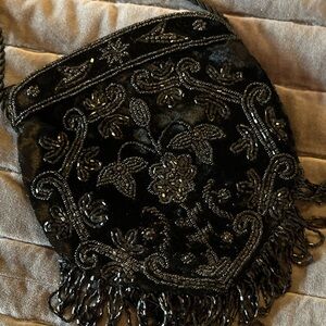 TONI FEDERICI Black Beaded Crossbody Bag